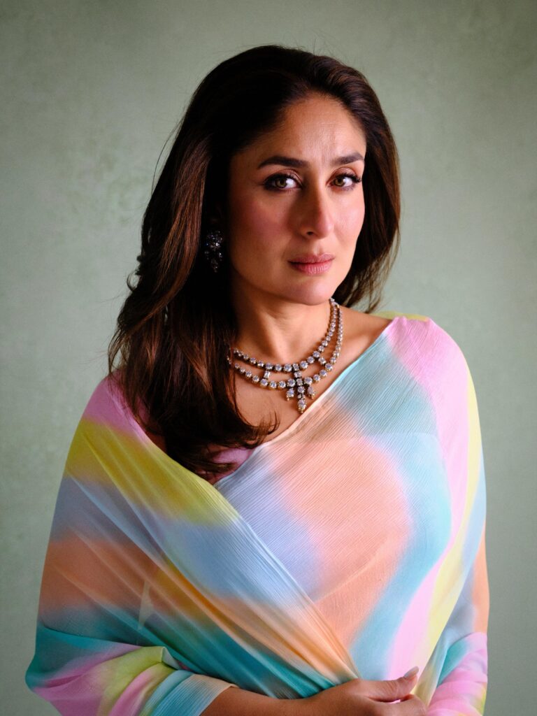 Kareena Kapoor’s pastel leheriya sari makes a strong case for lighter festive dressing