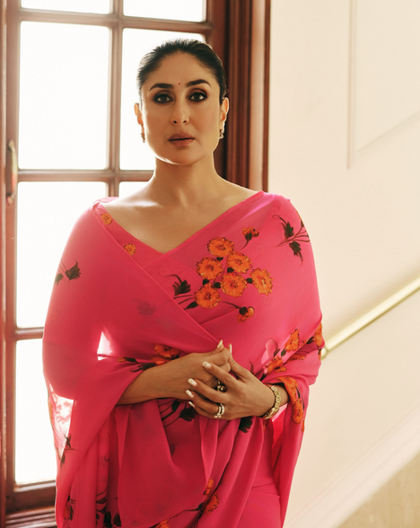 Kareena Kapoor’s fuchsia marigold saree shows how festive pink can still feel easy